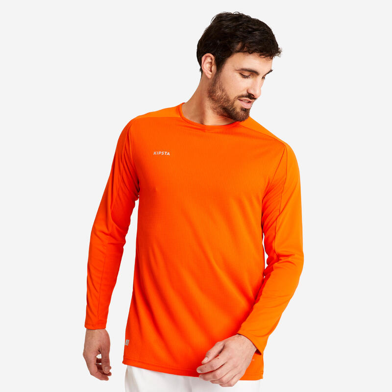 Camiseta de fútbol manga larga Adulto Kipsta Viralto naranja