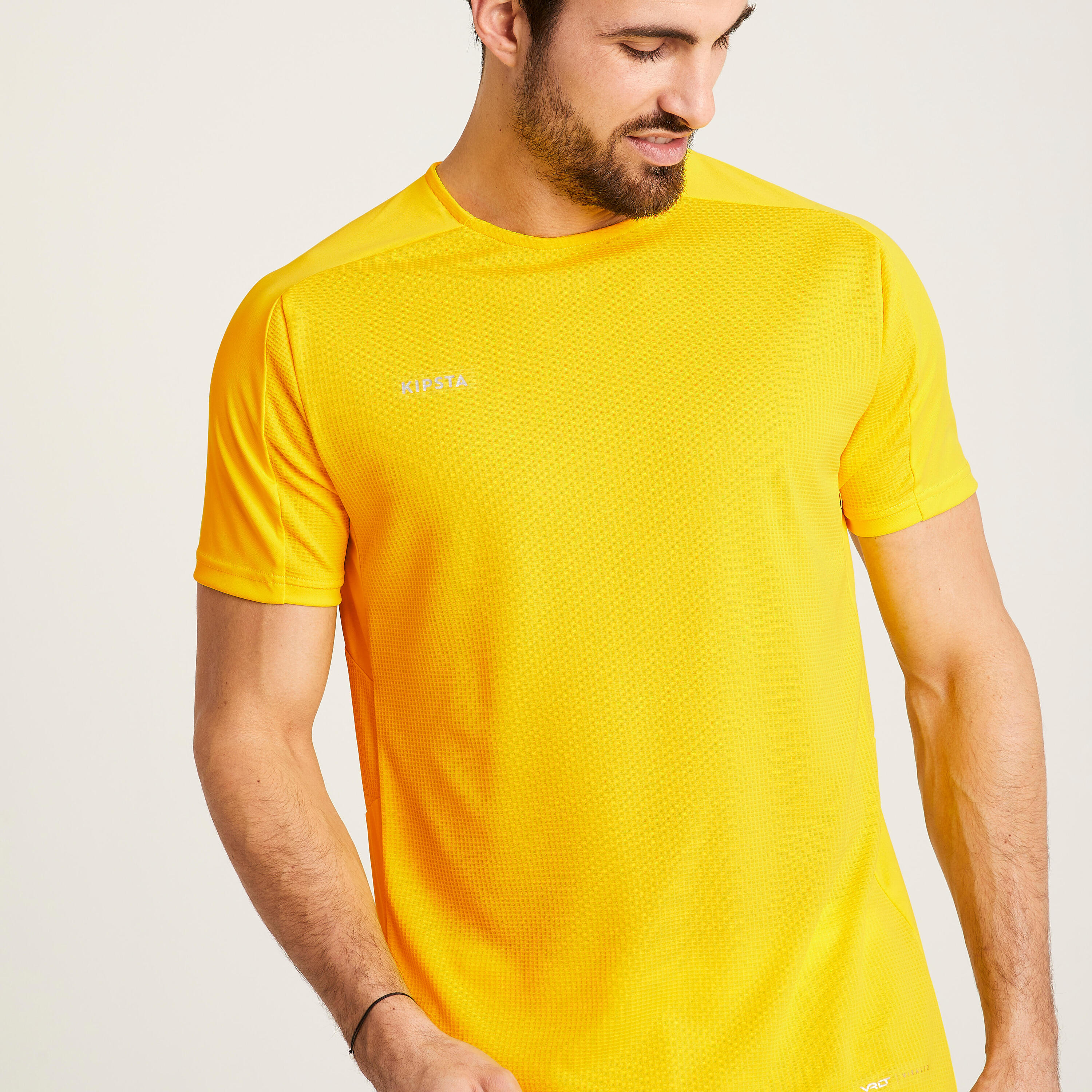 Camiseta de fútbol manga corta Adulto Kipsta Viralto  Club amarillo 3/8
