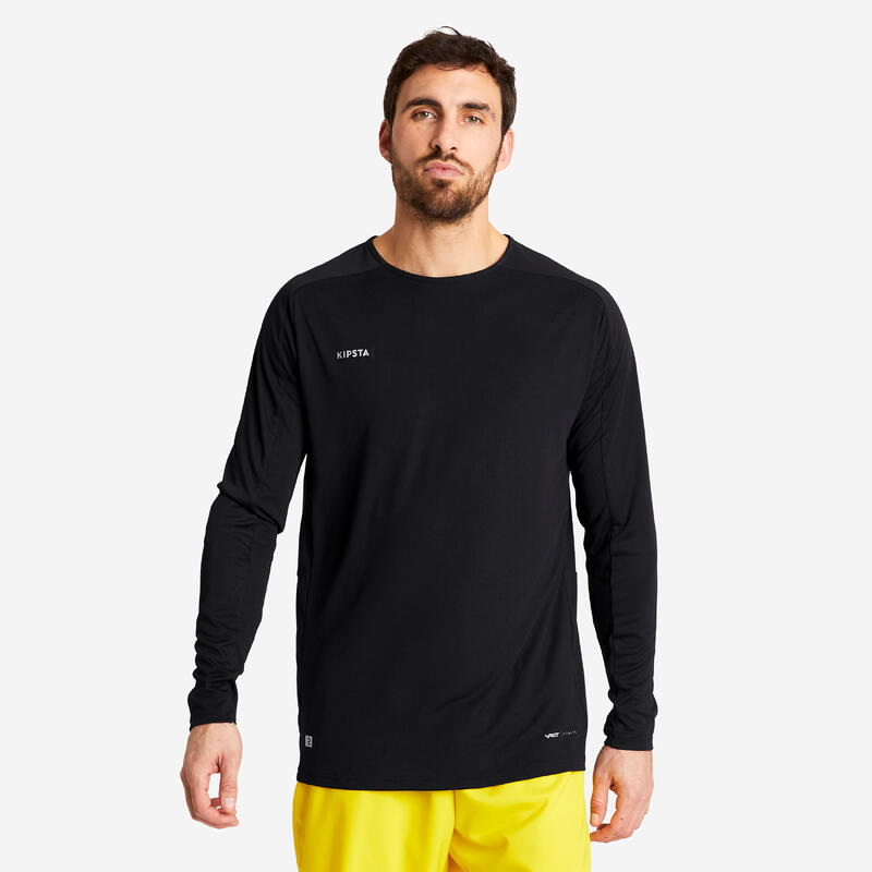 Camiseta de fútbol manga larga Adulto Kipsta Viralto negro