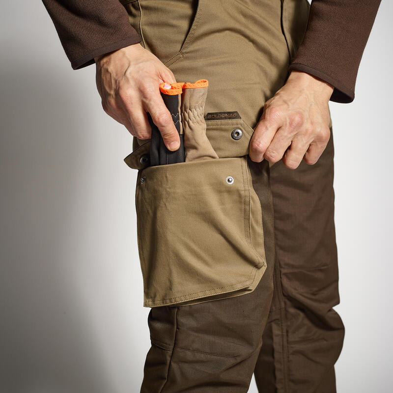 Pantalon De Caza Hombre Solognac Renfort Reforzado Bicolor Marrón