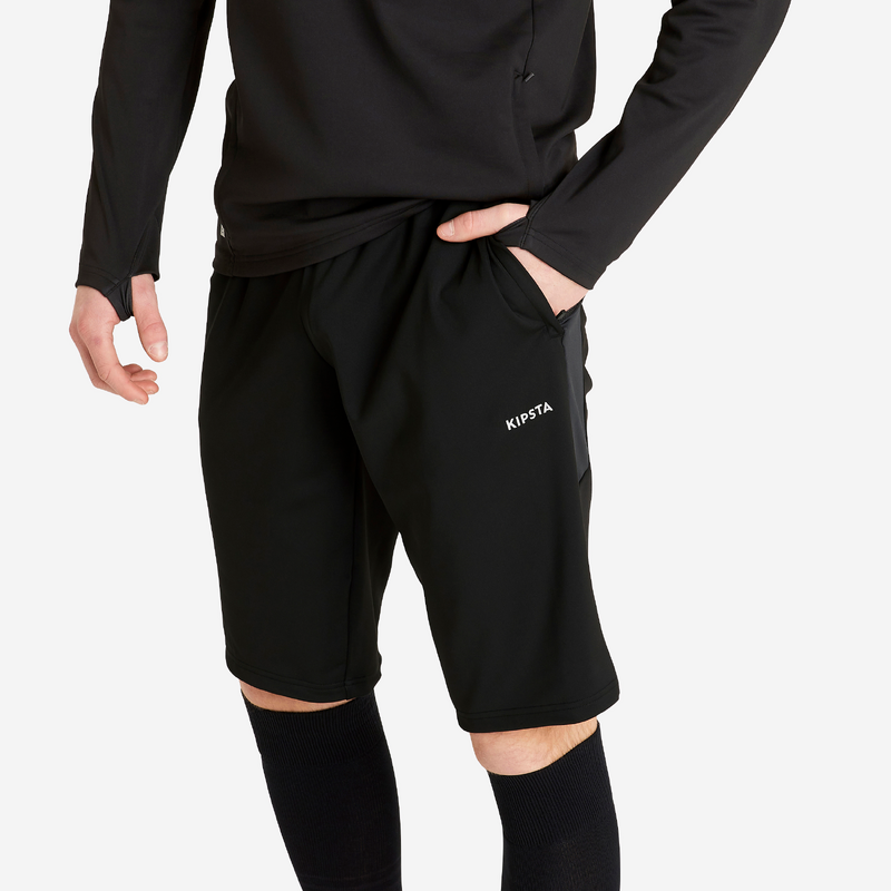 Short football long VIRALTO CLUB adulte noir et gris carbone pour les clubs et collectivites Decathlon Pro