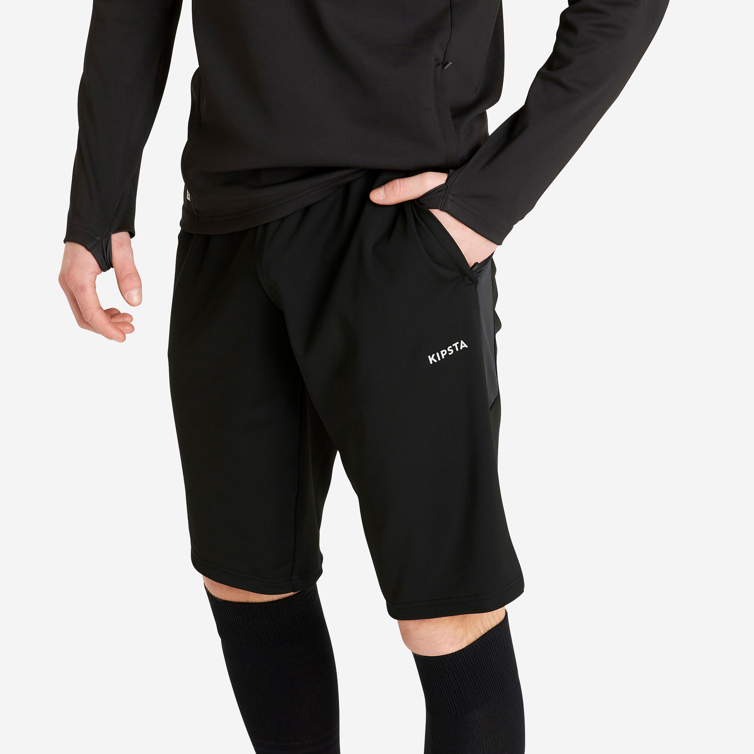 KIPSTA Lang voetbalbroekje met ritszakken Viralto Club zwart/grijs