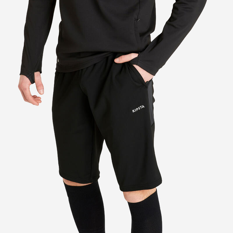 Felnőtt rövidnadrág futballhoz VIRALTO CLUB, hosszított szárral, fekete, szürke 