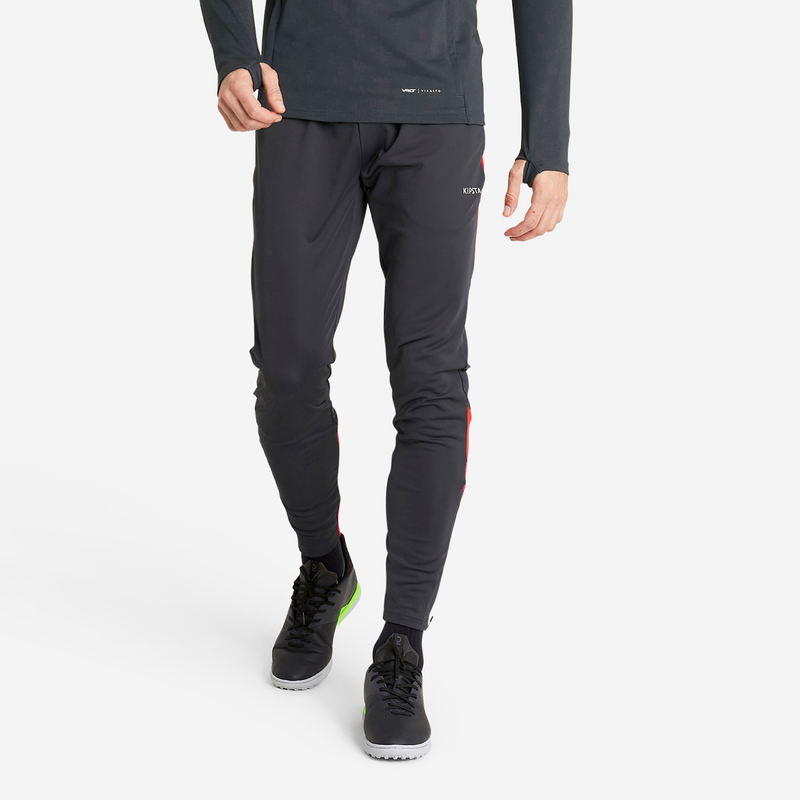 Pantalon de football VIRALTO CLUB gris anthracite et rouge. pour les clubs et collectivites Decathlon Pro