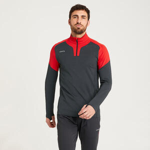 Sudadera de fútbol Adulto 1/2 cremallera Viralto gris oscuro y rojo