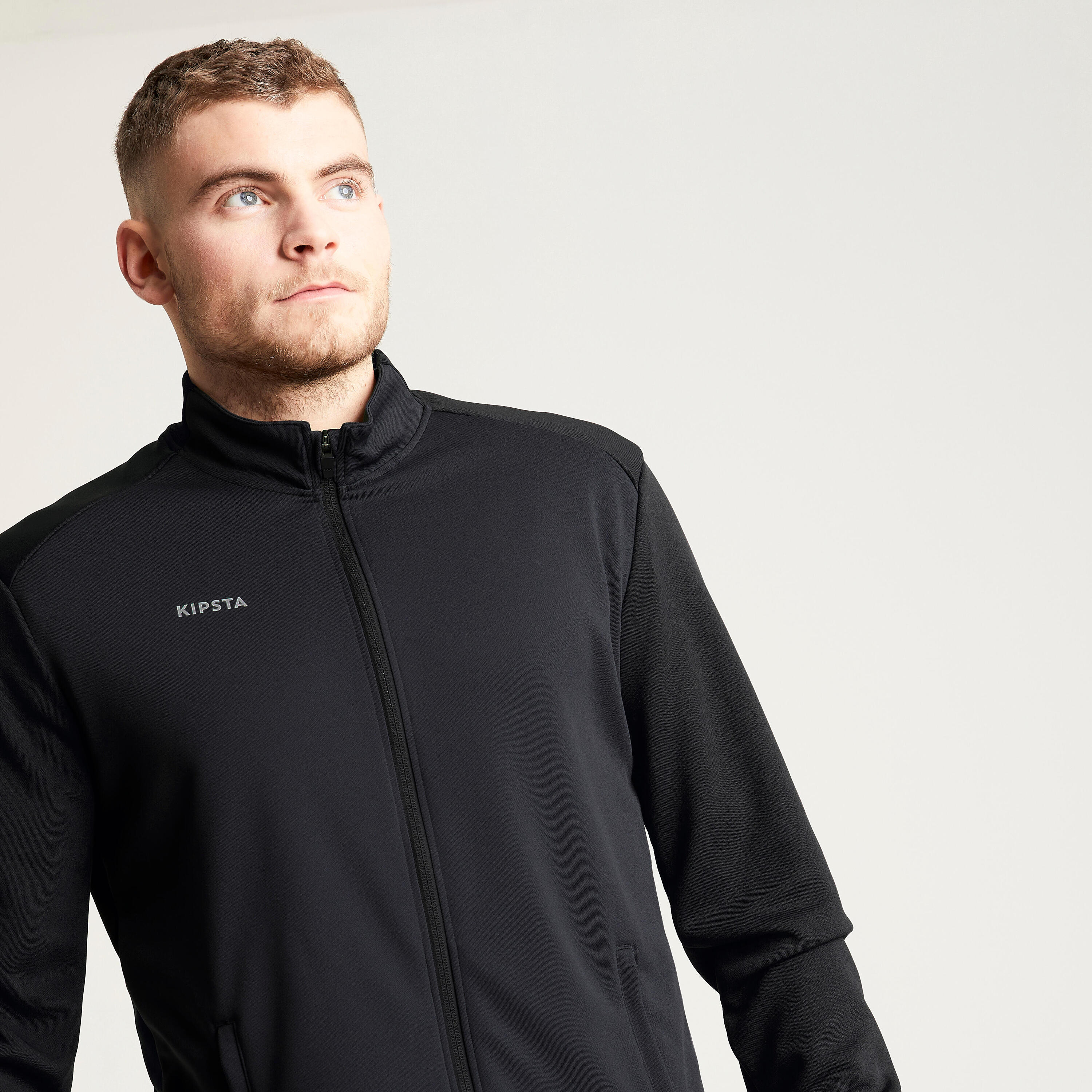 Voetbal trainingsjack Essential zwart/grijs 3/7