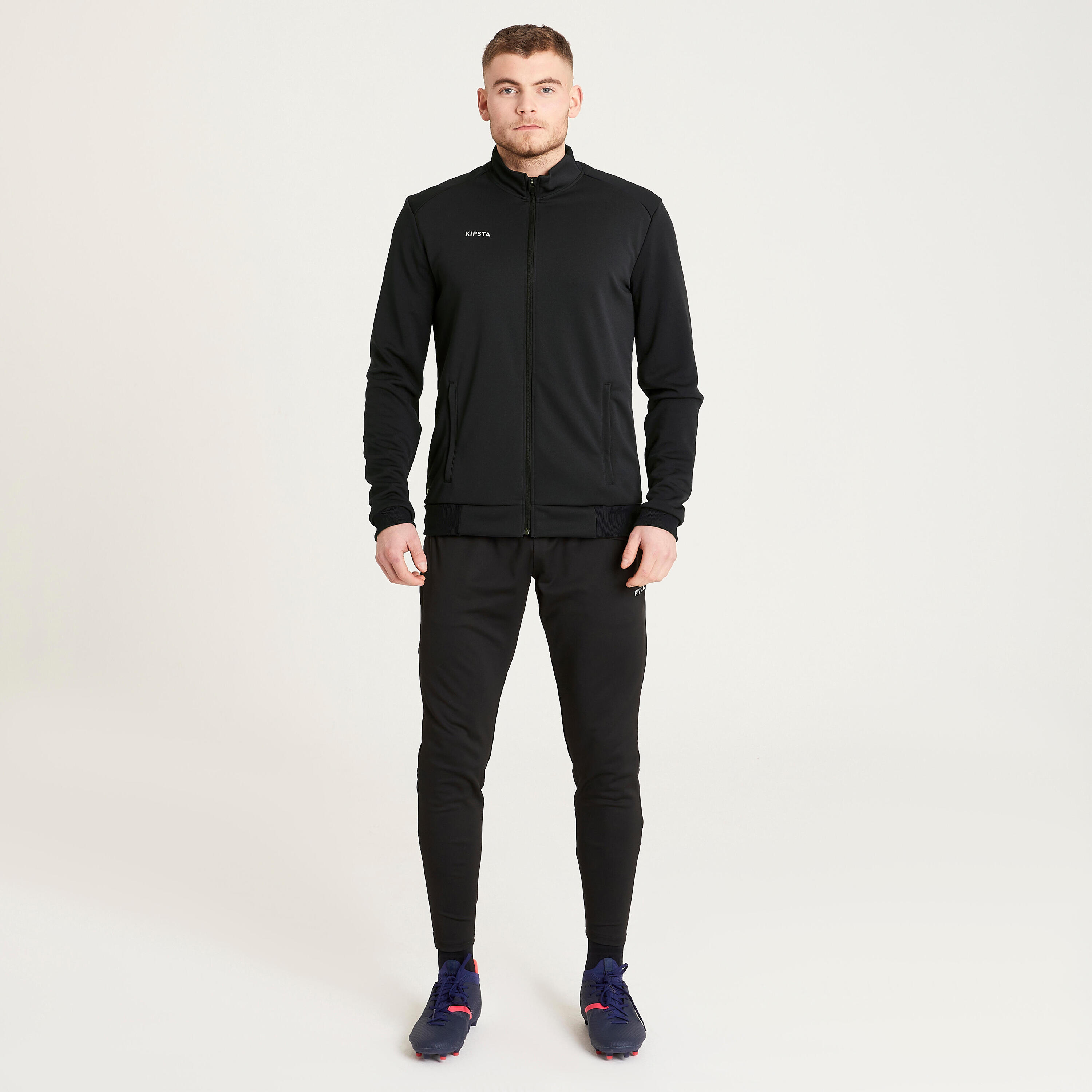 Sudadera chándal de fútbol con cremallera Aduto Kipsta Essential  negra y gris 5/7