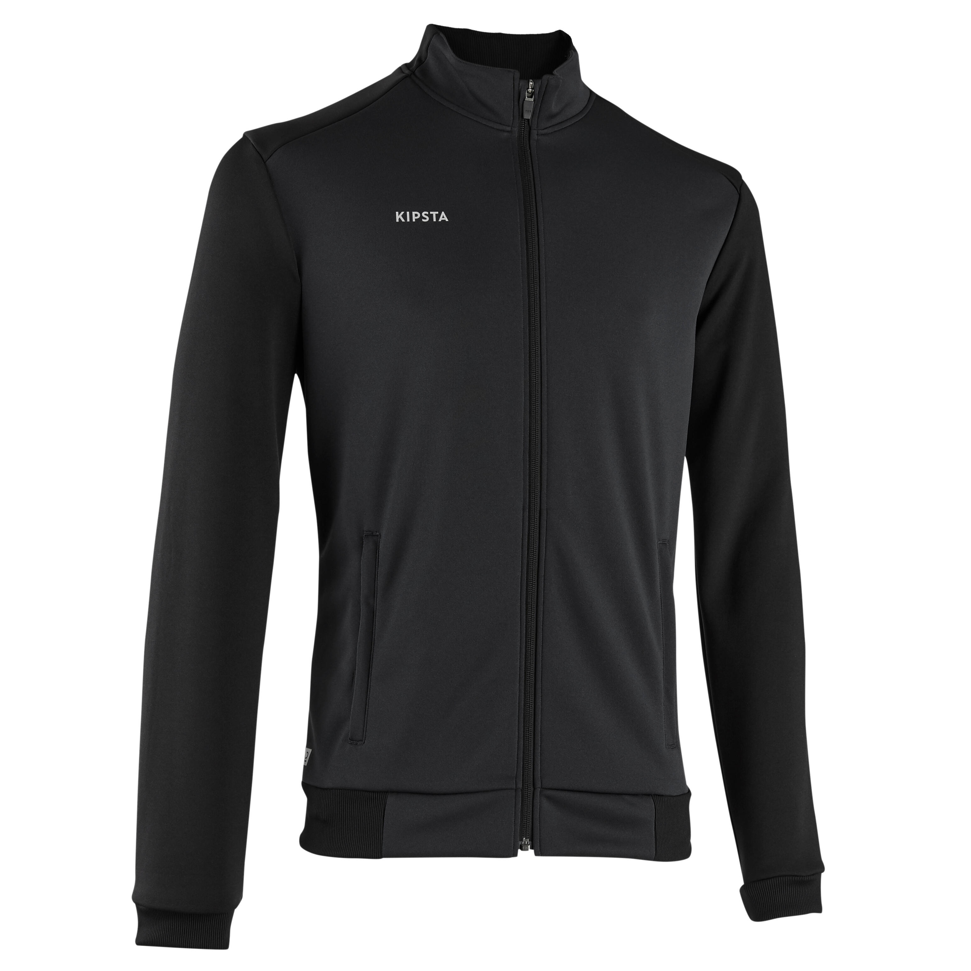 Football Training Jacket Essential Black Grey Decathlon