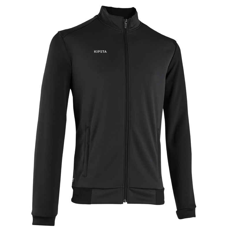 Football Training Jacket Essential Black/Grey Decathlon