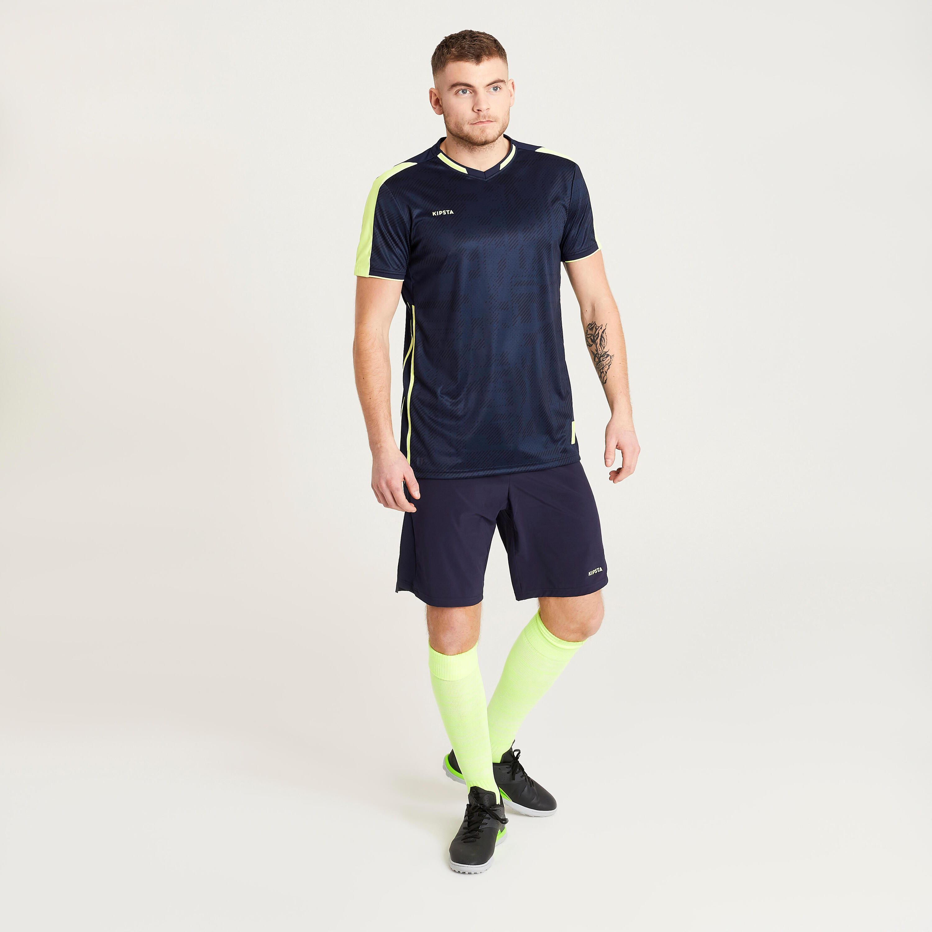 Fussballtrikot Traxium Damen/Herren marineblau/gelb 9/10
