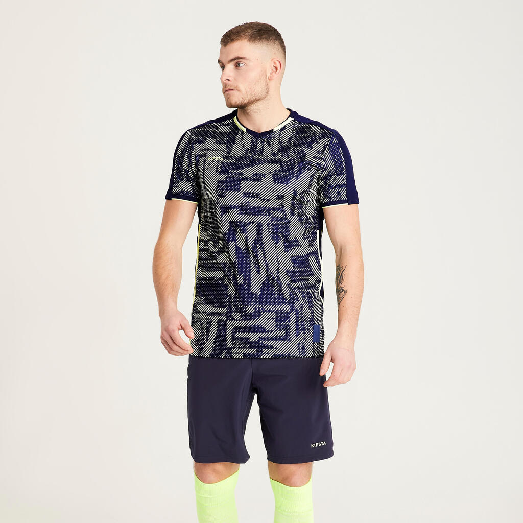 Adult Football Shirt Traxium Graphic - Navy/Yellow