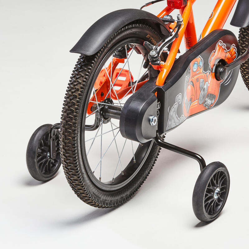 Pack Bicicleta niños 16 pulgadas Btwin 500 Robot naranja 4,5-6 años