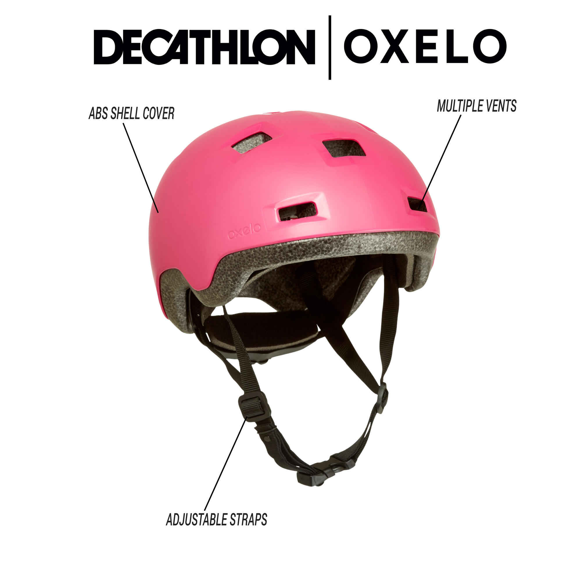 OXELO Kids' Inline Skating Skateboard Scooter Helmet B100 - Pink