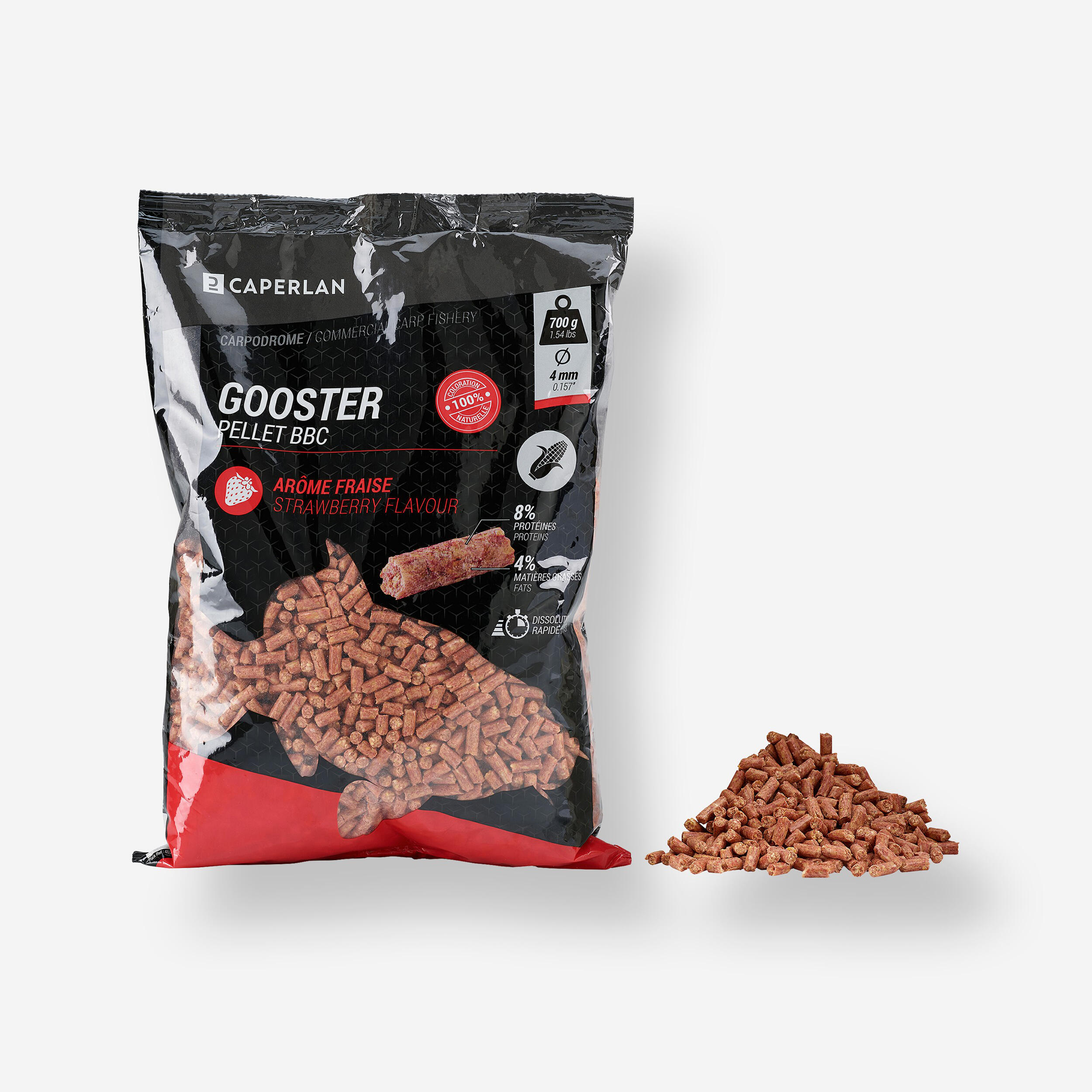 GOOSTER STRAWBERRY BABY CORN PELLETS FOR STILL CARP FISHING 4 MM 0.7 KG 1/3