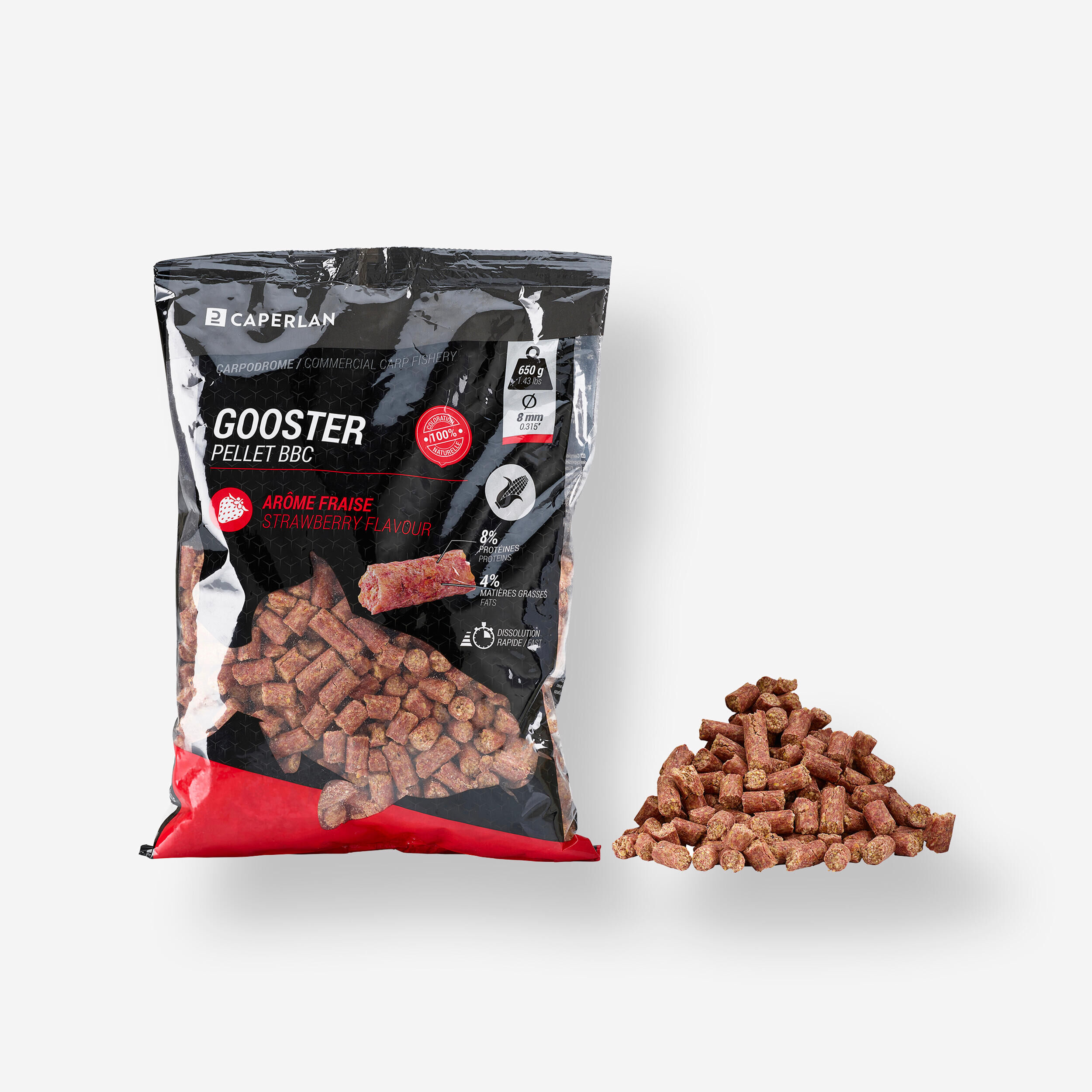 CAPERLAN GOOSTER STRAWBERRY BABY CORN PELLETS FOR STILL CARP FISHING 8 MM 0.65 KG