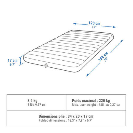 Матрац Air Comfort надувний для кемпінгу 120 см на 2 особи