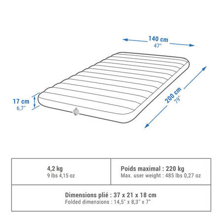 Inflatable Camping Mattress Air Comfort 140 cm 2 People