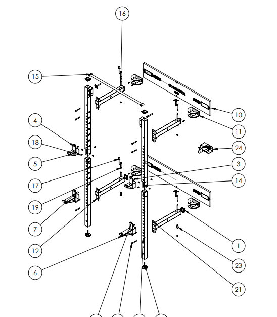 Opengewerkte tekening WALL RACK
