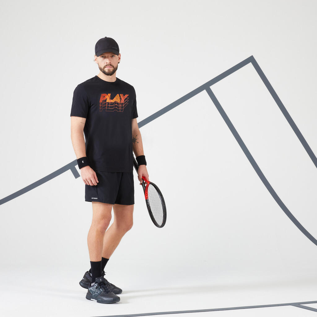 MAJICA KRATKIH RUKAVA ZA TENIS SOFT CRNO-CRVENA