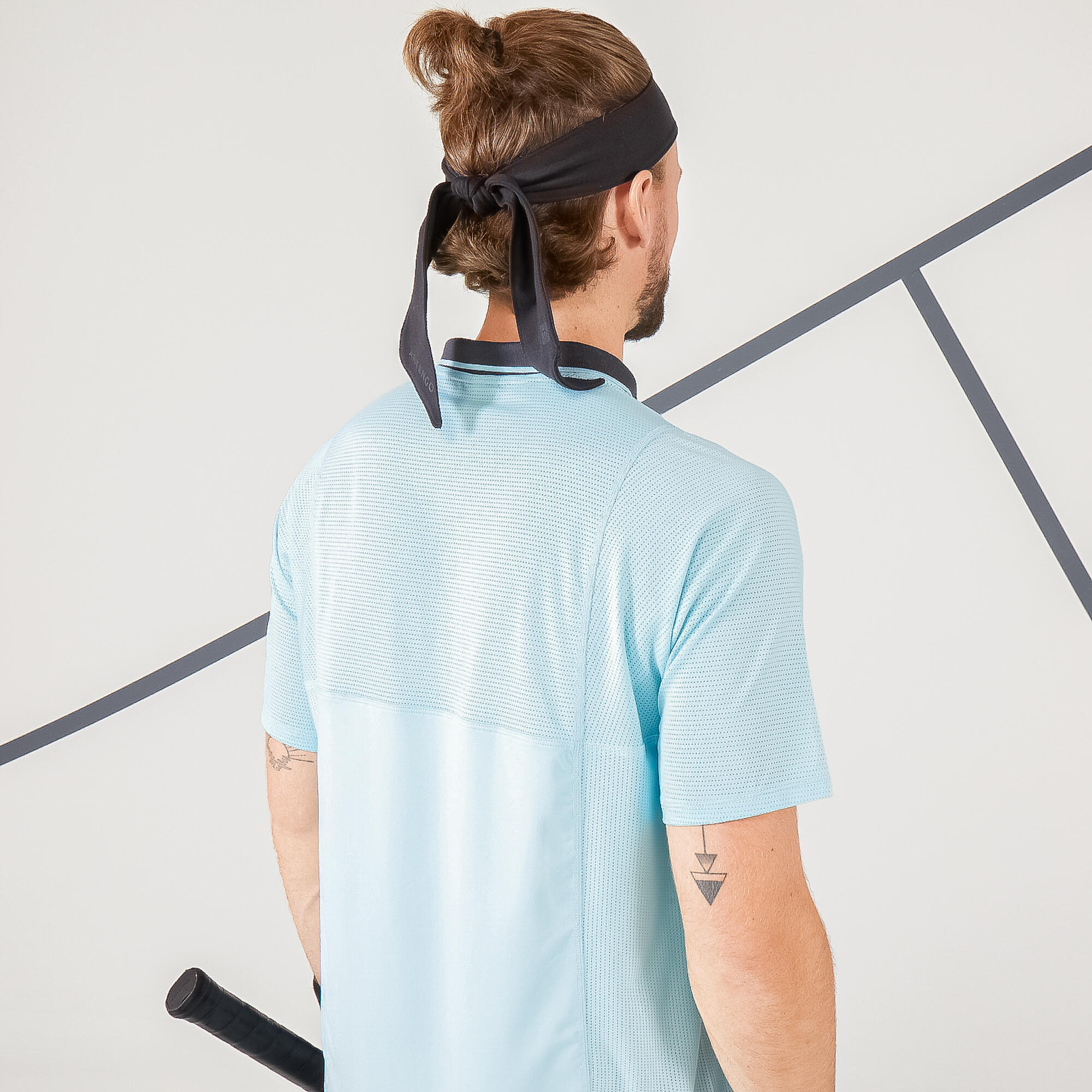 Polo tennis uomo DRY celeste-grigio 7/9