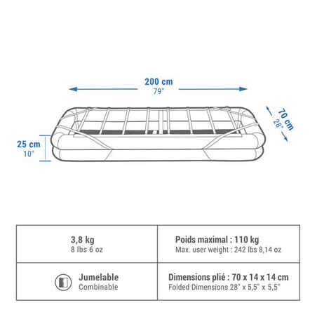 Φουσκωτή βάση κρεβατιού κατασκήνωσης - Κρεβάτι αέρα κατασκήνωσης 70 cm - 1 άτομο