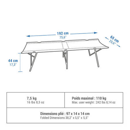 CAMP BED FOR CAMPING - CAMP BED SECOND 65 CM - 1 PERSON