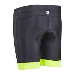 500 Kids' Bibless Cycling Shorts - Black/Neon Yellow