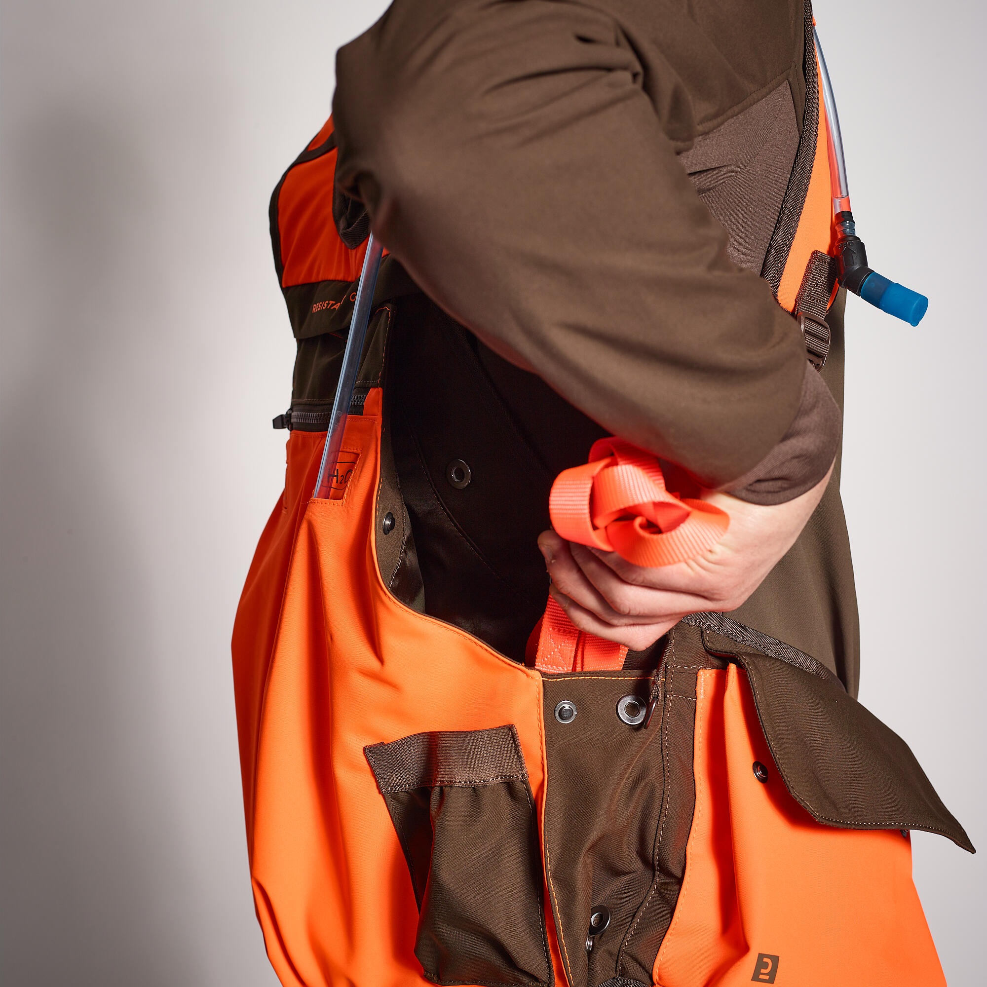 Men's 920 brown and fluorescent hunting vest