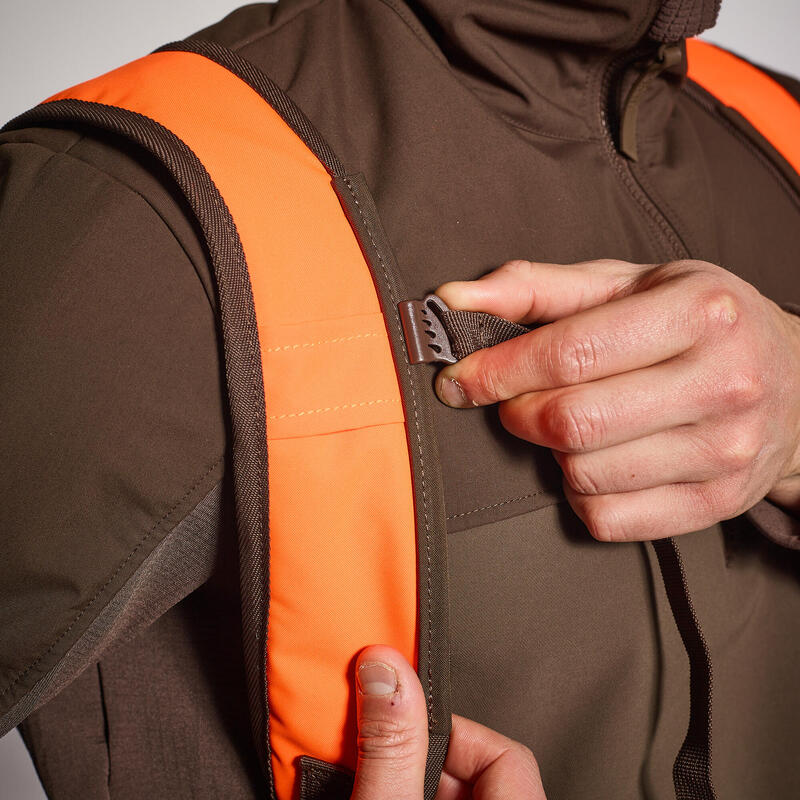 Gilet chasse résistant homme -920 marron et fluo