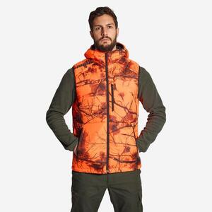 Chaleco Caza Solognac 500 Plumífero Calido Camuflaje Treemetic Naranja Fluo