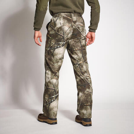Kamuflažne vodootporne tople lovačke pantalone TREEMETIC 100