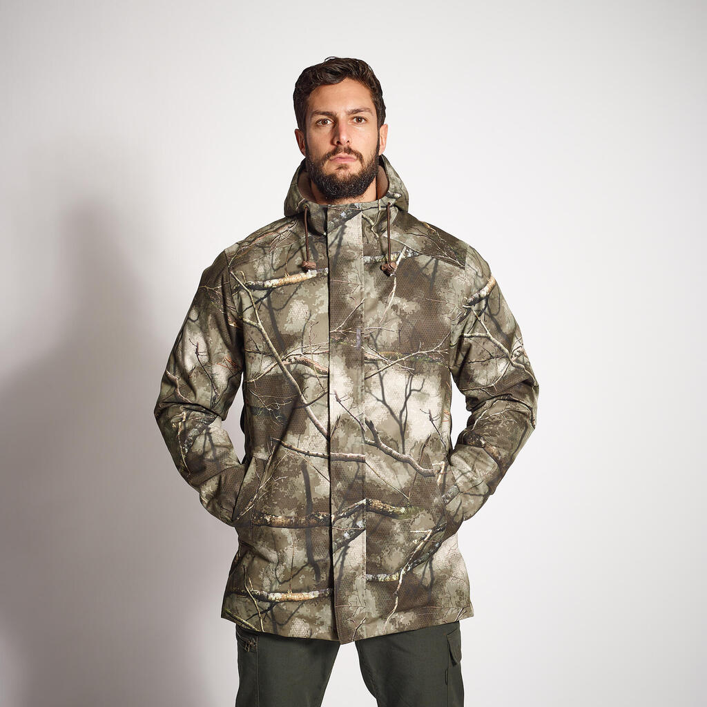 HUNTING JACKET WARM WATERPROOF 100 TREEMETIC