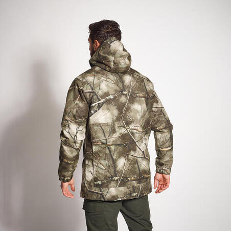 Kamuflažna topla vodootporna jakna za lov TREEMETIC 100