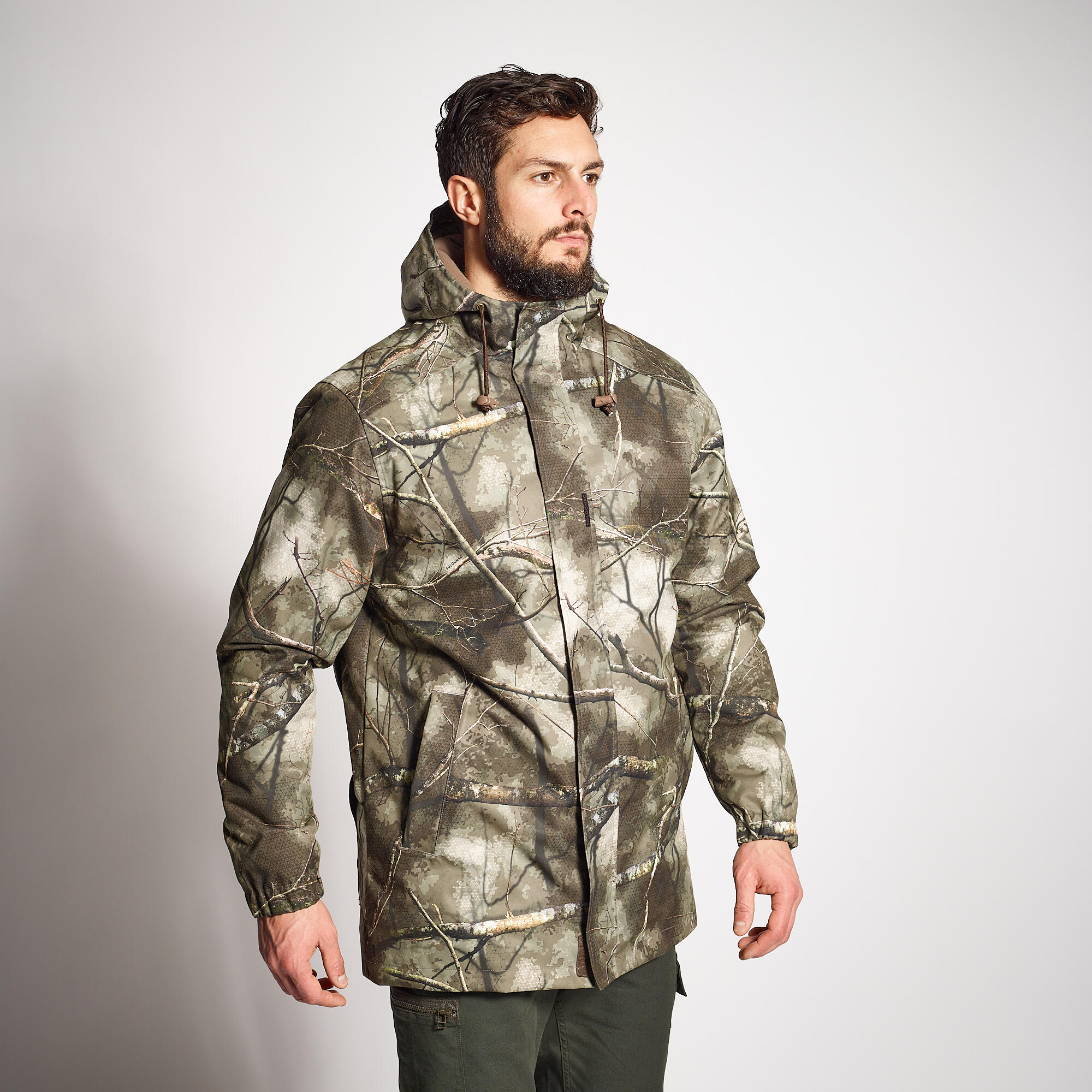 HUNTING JACKET WARM WATERPROOF 100 TREEMETIC 1/8