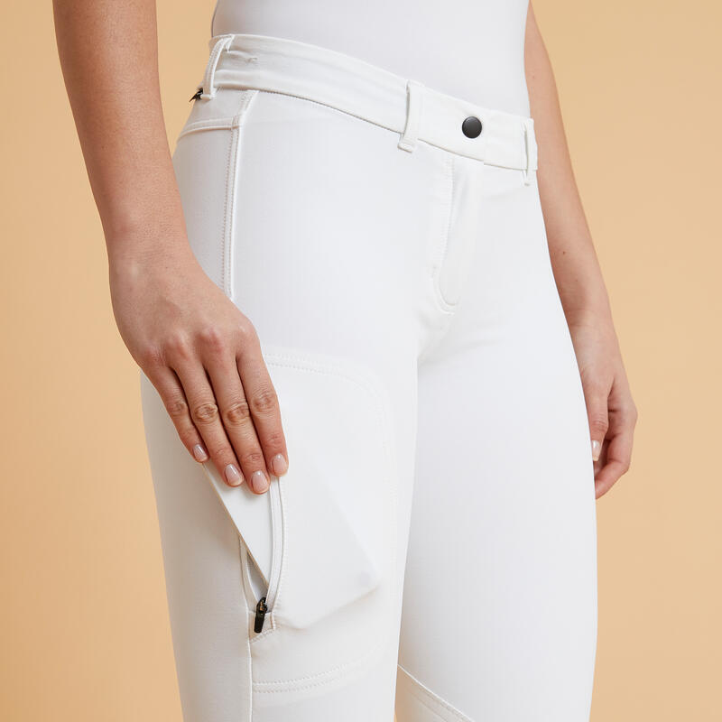 Pantalon concours équitation femme 500 basanes blanc