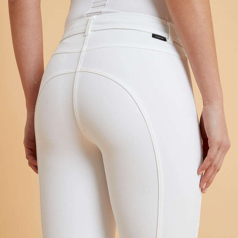 Pantalon concours équitation femme 500 basanes blanc