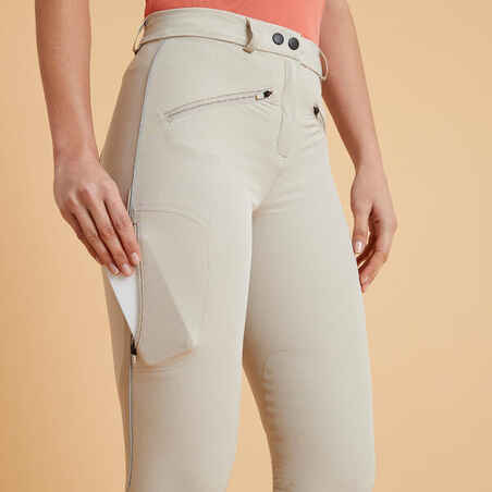 500 Mesh Women's Lightweight Horse Riding Jodhpurs - Beige