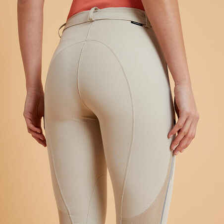 Women's Horse Riding Lightweight Mesh Jodhpurs 500 - Beige