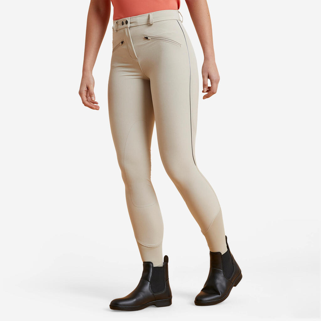 500 Mesh Women's Lightweight Horse Riding Jodhpurs - Beige