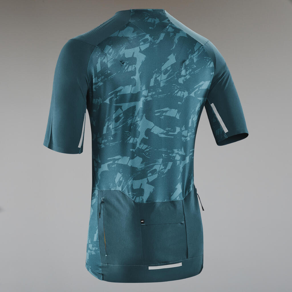 Short-Sleeved Mountain Biking Jersey Expl 500 - Blue