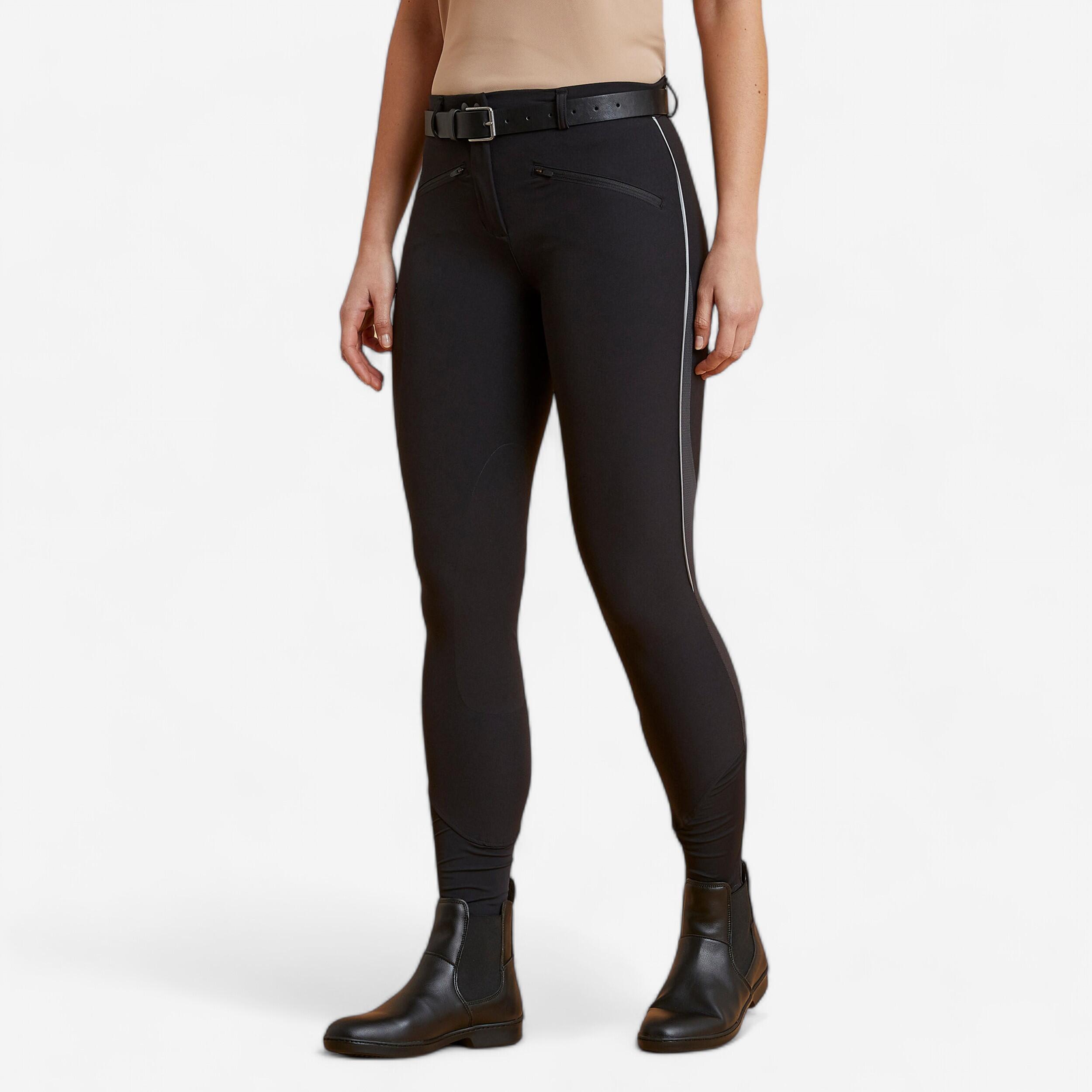 Women's lightweight mesh riding pants - 500 black and grey