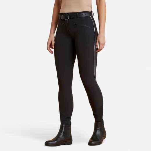 
      Women's Horse Riding Lightweight Mesh Jodhpurs 500 - Black/Grey
  