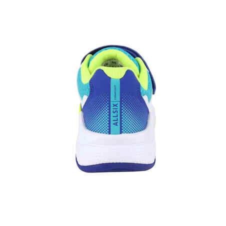 Volleyball Shoes VS100 Comfort With Rip-Tab - White/Blue & Green.