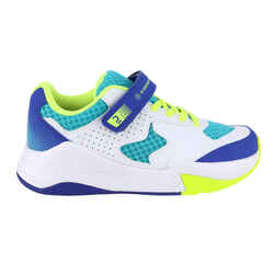 Volleyball Shoes VS100 Comfort With Rip-Tab - White/Blue & Green.
