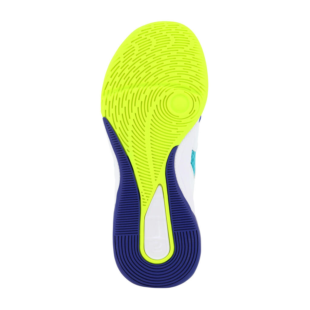 Volleyballschuhe VS100 Komfort Klettverschluss Kinder weiss/blau/grün