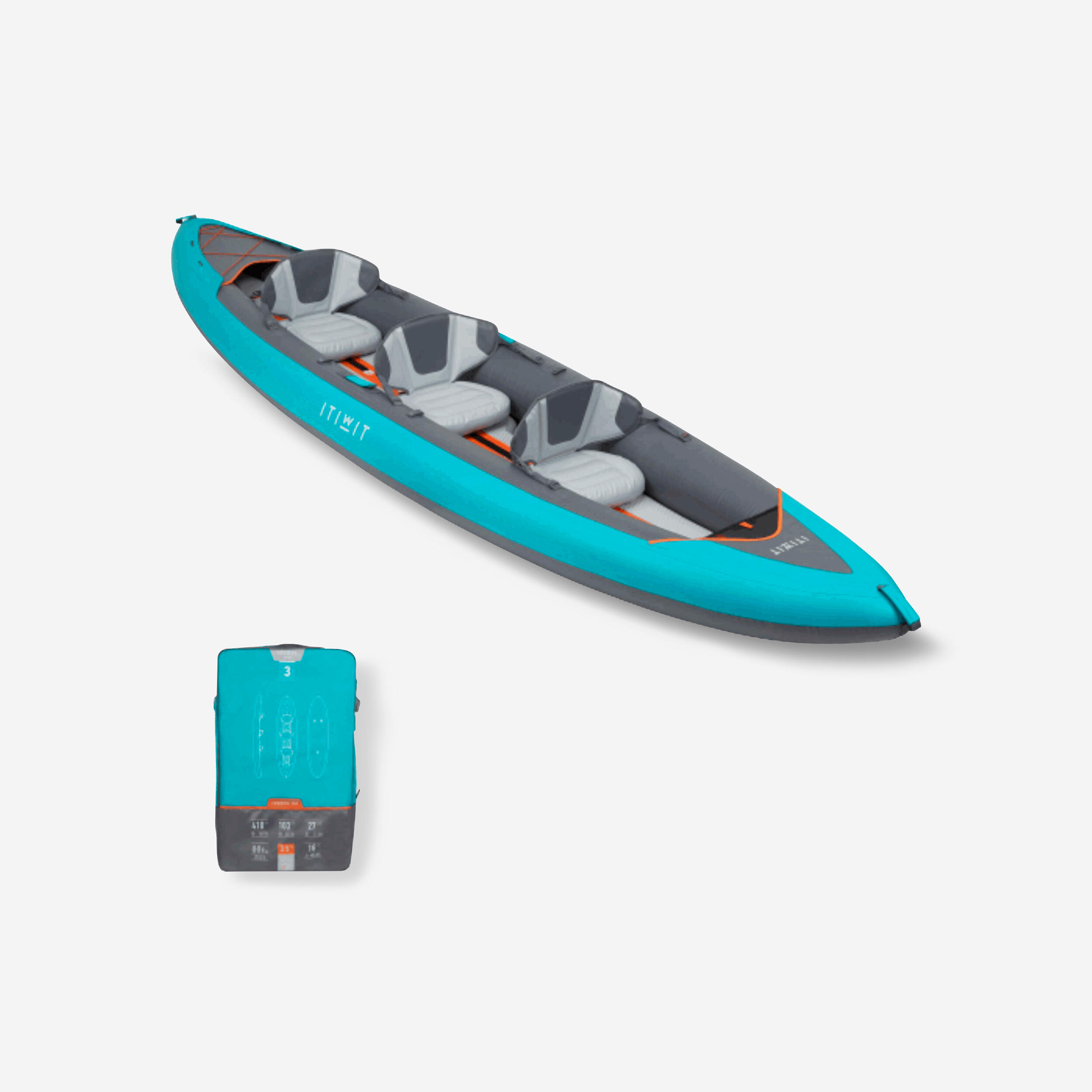 Decathlon | Canoa-kayak touring X100+ gonfiabile fondo alta pressione 2-3 posti  |  Itiwit