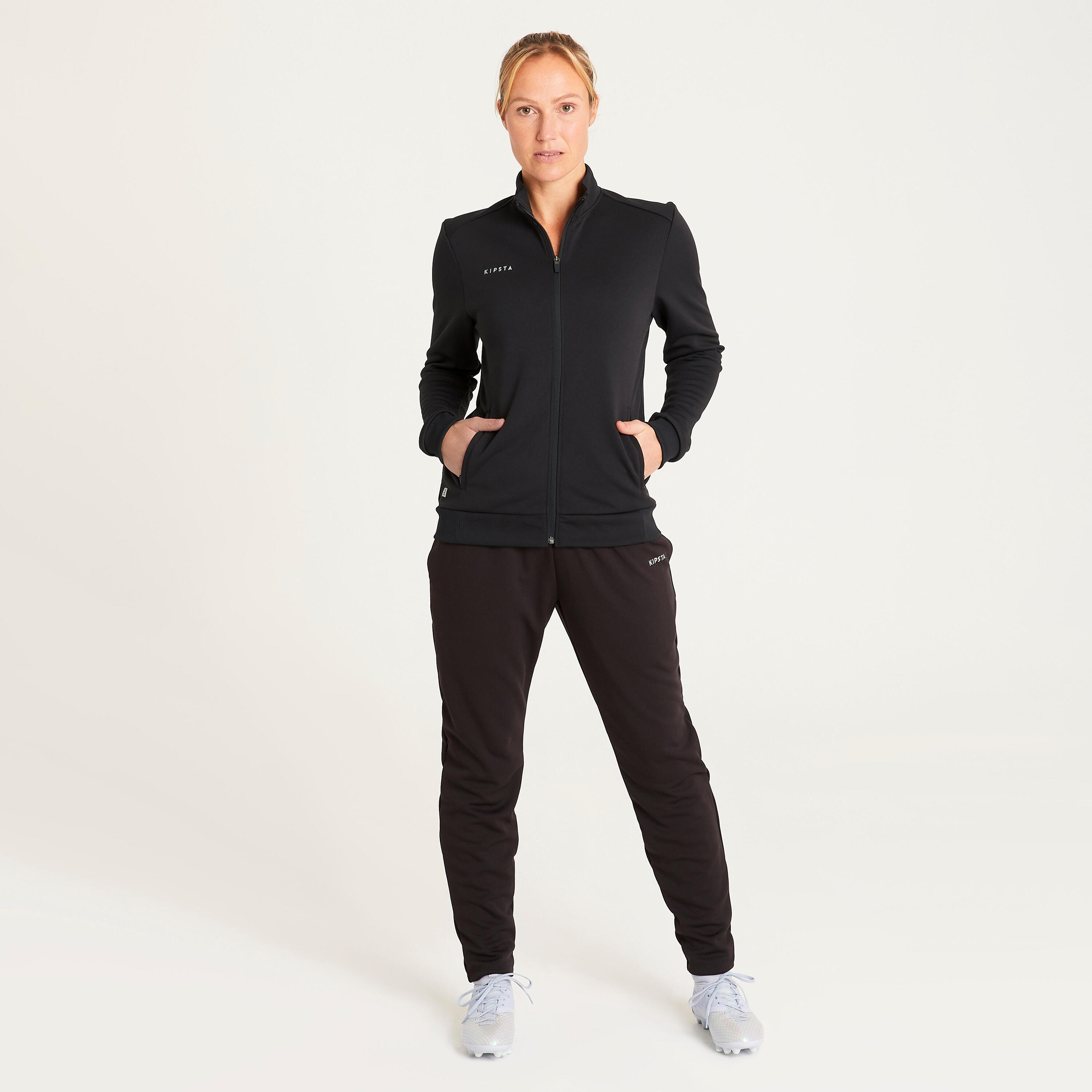 PANTALON DE FOOTBALL FEMME ESSENTIEL NOIR 7/9