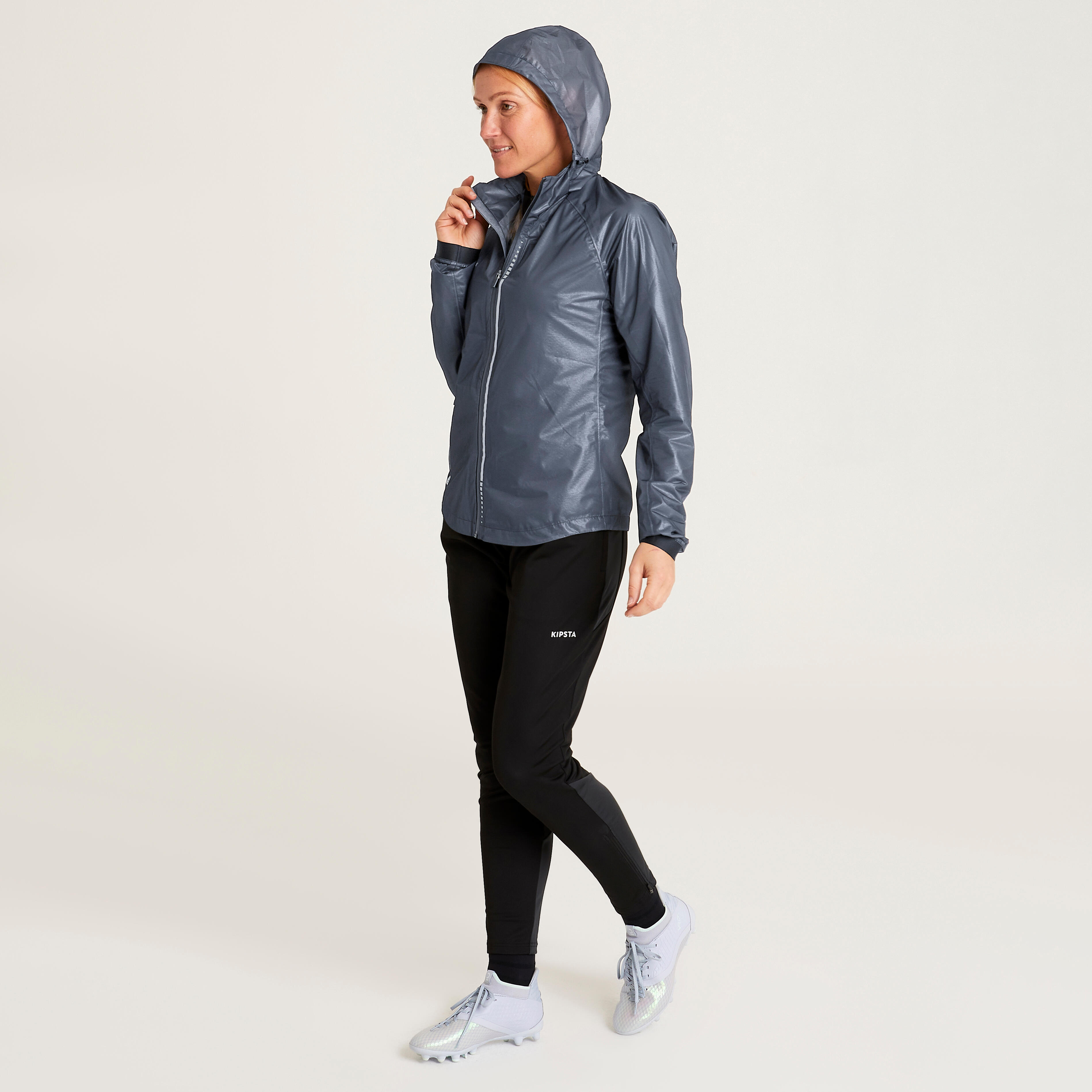 Chubasquero mujer futbol negro Decathlon