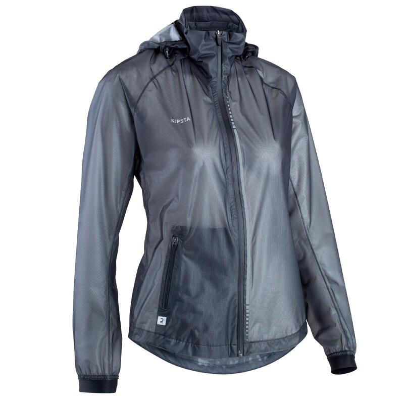 Jachetă Protecție ploaie Fotbal Negru Damă