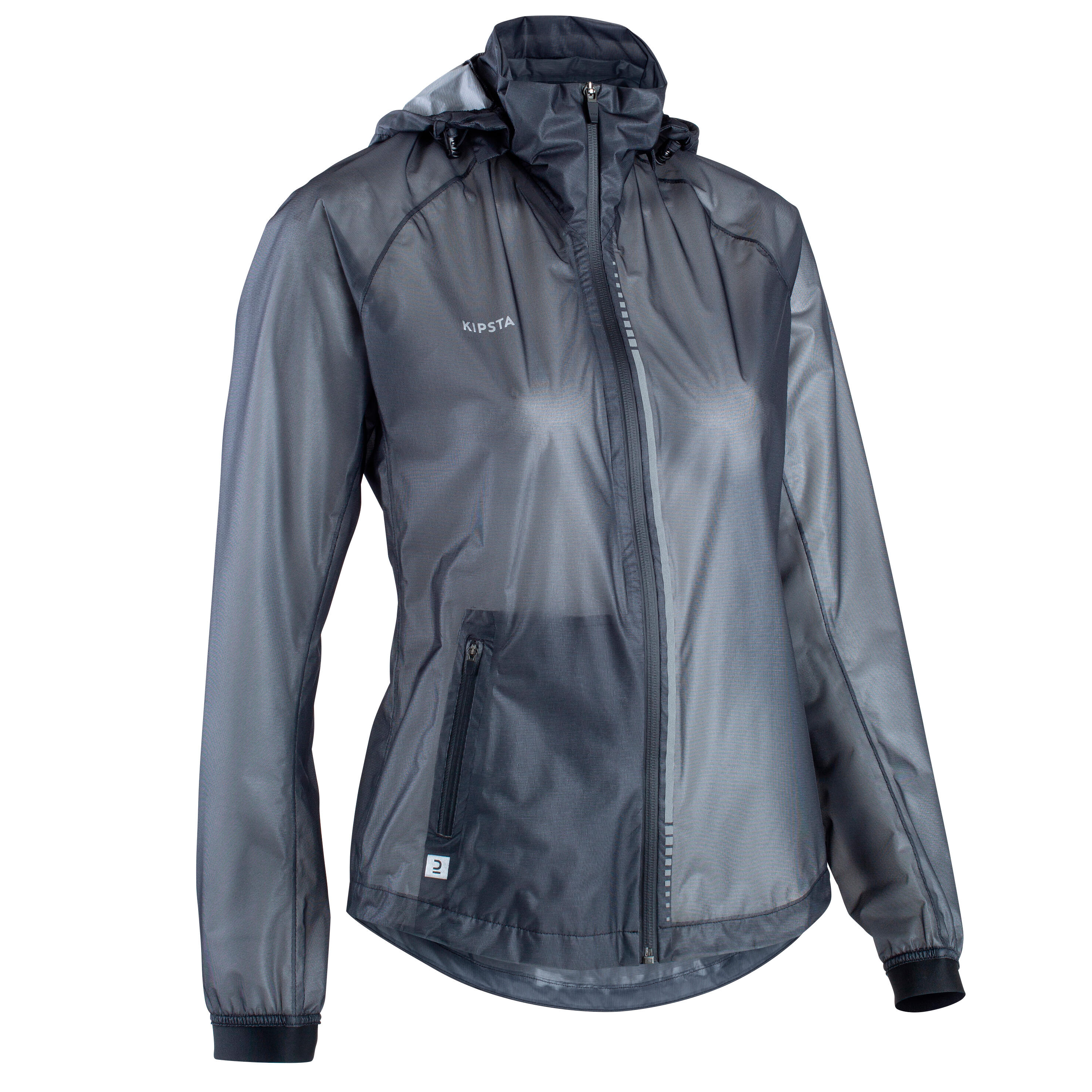 Women s Football Rain Jacket Black Decathlon